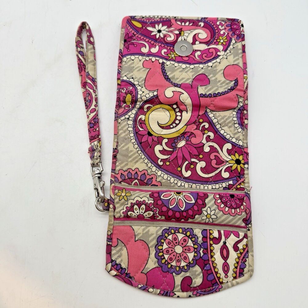Vera Bradley Paisley Meets Plaid Wristlet Ipod Phone Slot Wallet Card Organizer - Picture 7 of 10